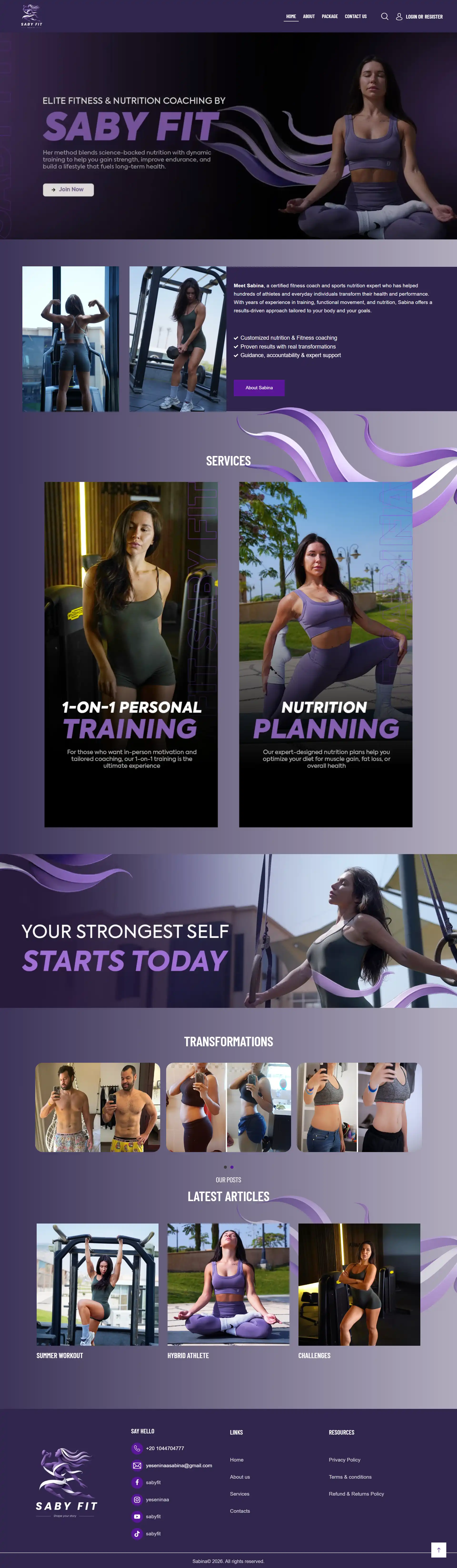 SabyFit — Fitness Coach Website